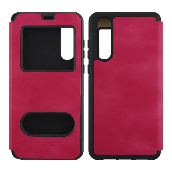 Nettech Huawei P30 Uyumlu Pencereli Kapaklı Kılıf (Pembe) VR-15430