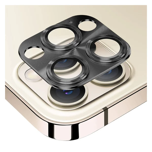 Nettech Apple iPhone 12 Pro Max Uyumlu Metalik Seri Kamera Cam Koruyucu (Siyah) NT-90379 - 1