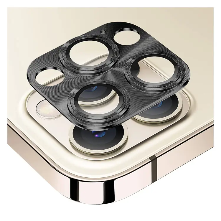 Nettech Apple iPhone 12 Pro Max Uyumlu Metalik Seri Kamera Cam Koruyucu (Siyah) NT-90379