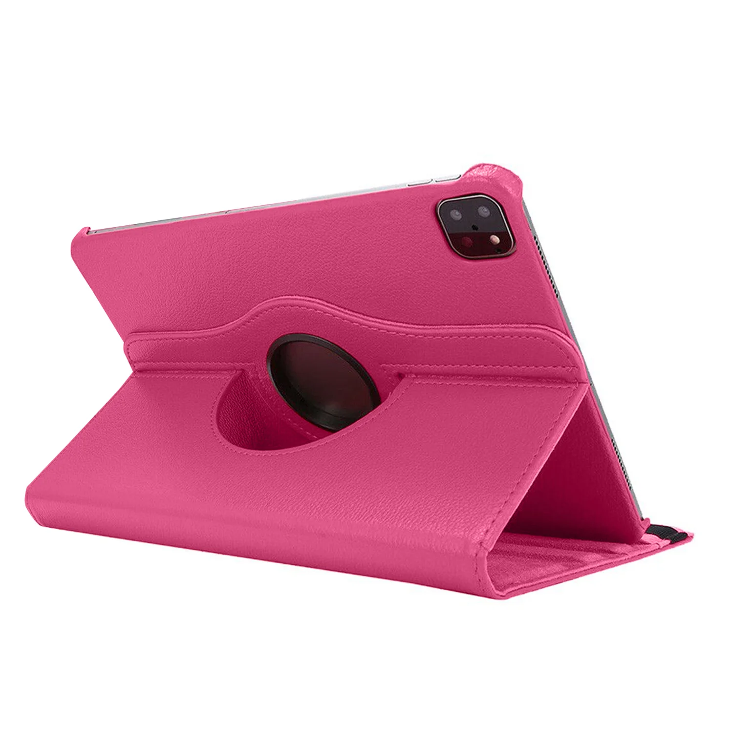 Nettech Apple iPad Pro 11 inç 2.Nesil 2020 Uyumlu 3 Kameralı Döner Standlı Kapaklı Kılıf (Pembe) NT-81084