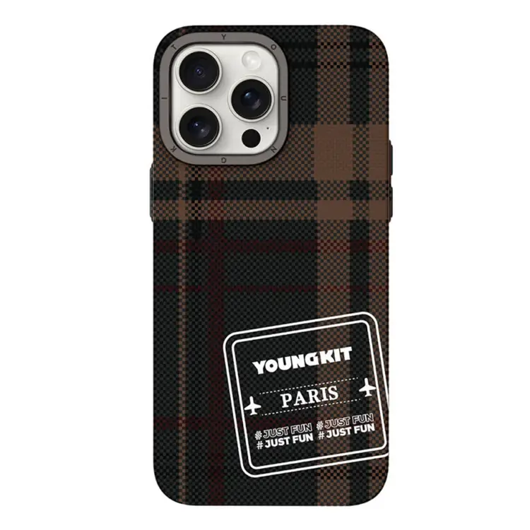 Youngkit Apple iPhone 15 Pro Max Uyumlu Gezhi Arka Koruma Kılıf (Kahverengi) NT-105487