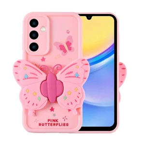 Galaxy A15 Kılıf Kamera Korumalı Figür Tasarımlı Zore Kapya Kapak - Pembe Açık