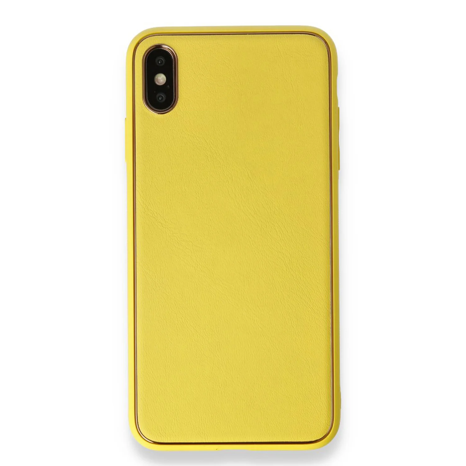 Nettech Apple iPhone XS Max Uyumlu Coco Leather Seri Arka Koruma Kılıf (Sarı) NT-90433