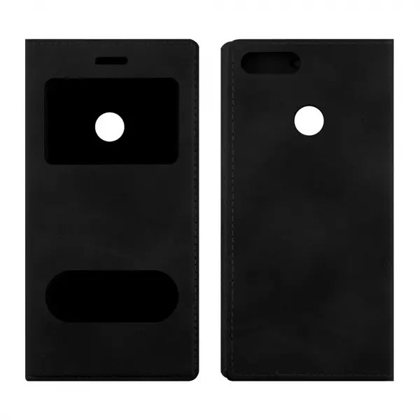 Nettech Huawei P Smart Uyumlu Pencereli Kapaklı Kılıf (Siyah) VR-9391