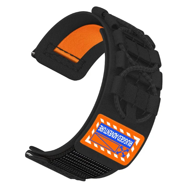 Huawei GT2 42mm Zore KRD-112 20mm Orbital Örgülü Halat Tasarımlı Naylon Kumaş Hasır Kordon - Siyah - 2