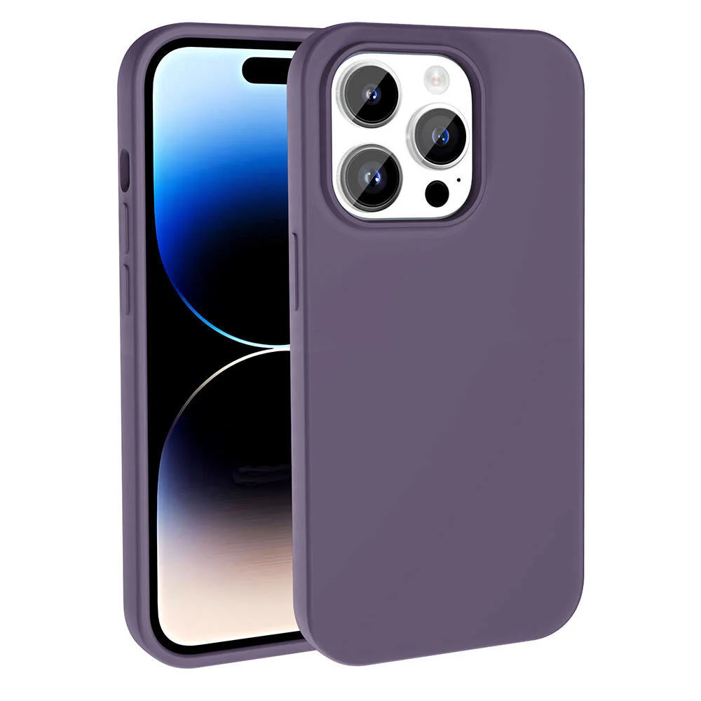 Apple iPhone 14 Pro Kılıf Magsafe Şarj Özellikli Sıvı Teknolojili Silinebilir Sert Zore Kivi Kapak - Derin Mor