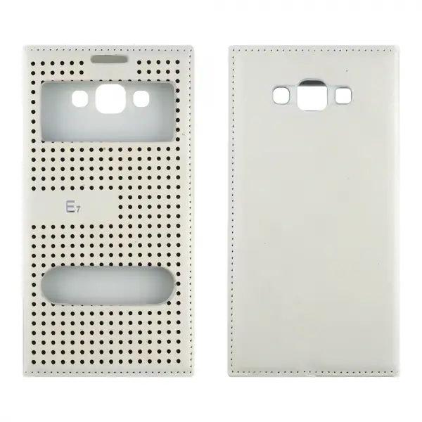 Nettech Samsung Galaxy E700 E7 2015 Uyumlu Pencereli Kapaklı Kılıf (Beyaz) VR-8334