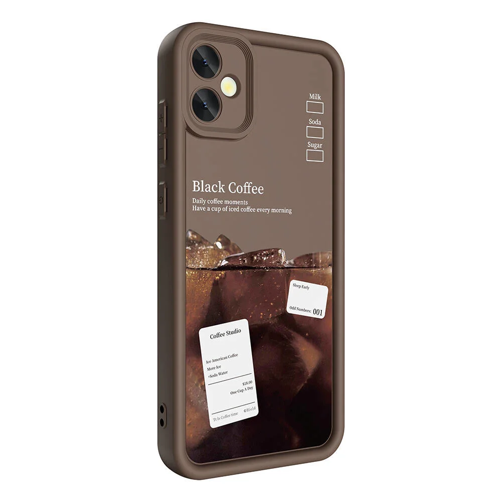 Galaxy A05 Kılıf Kamera Korumalı Baskılı Arka Yüzey Zore Klas Kapak - Koyu Kahve