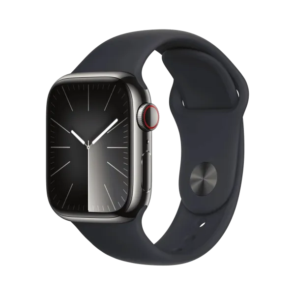 Apple Watch Series 9 - Paslanmaz Çelik - 41mm - Cellular - Gece yarısı - 1