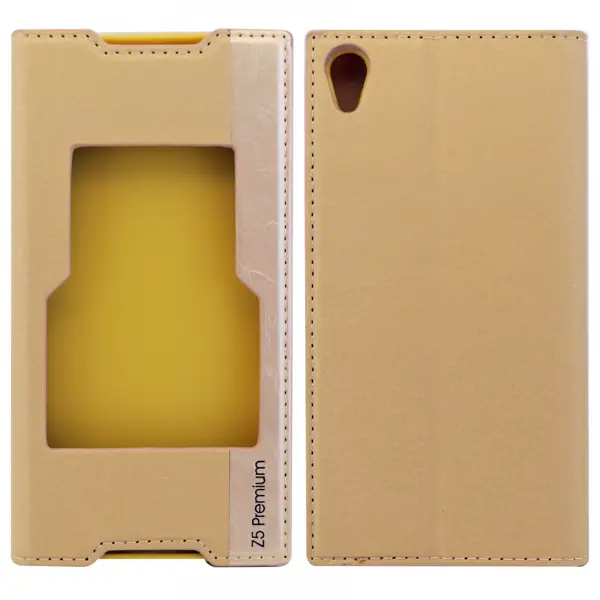 Nettech Sony Xperia Z5 Premium Uyumlu Kapaklı Kılıf Kapaklı Kılıf (Gold) VR-4983