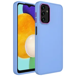 Galaxy A04 Kılıf Metal Çerçeve ve Buton Tasarımlı Silikon Zore Luna Kapak - Lila