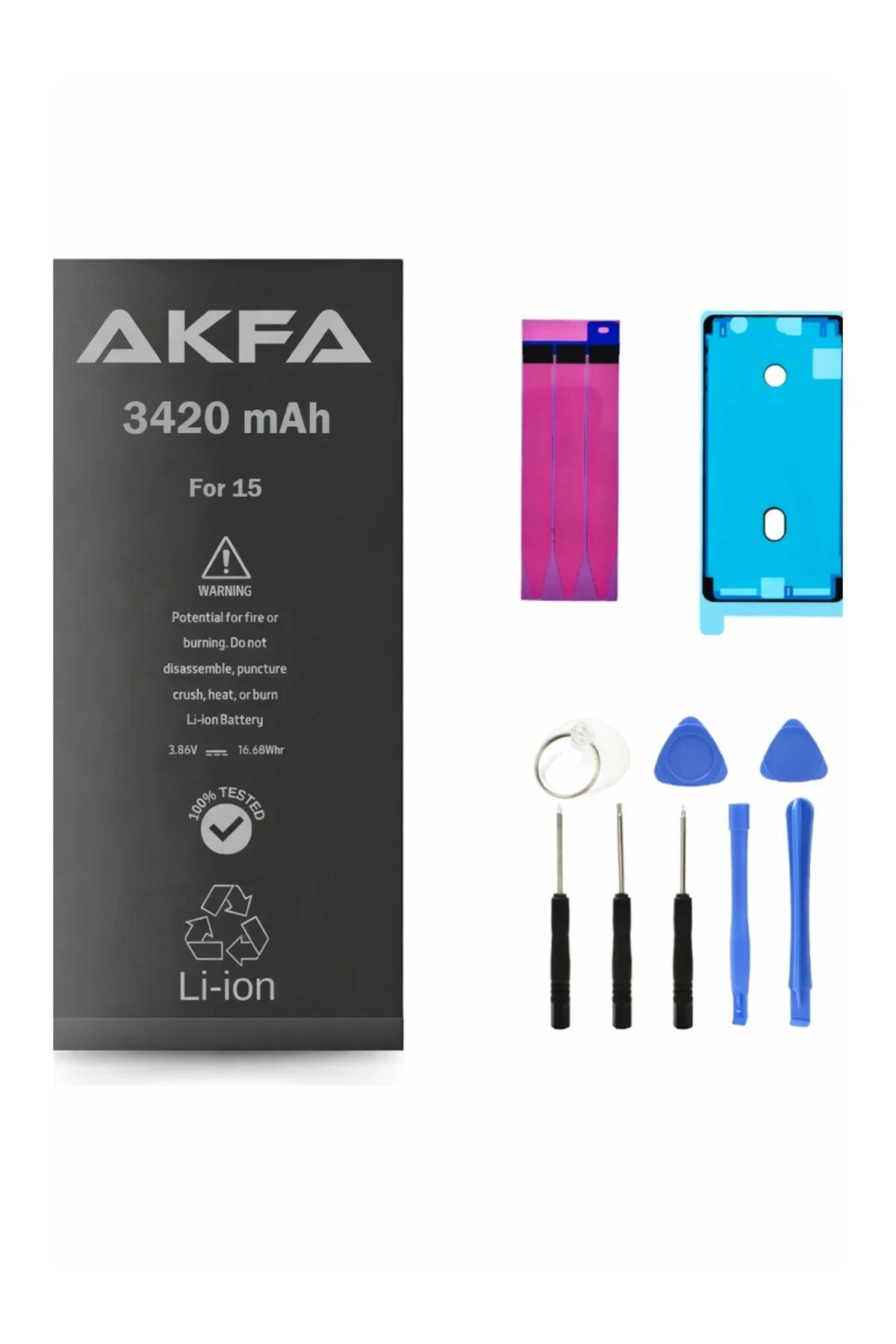iPhone 15 Uyumlu Telefon Bataryası 3420 Mah + Tamir Seti