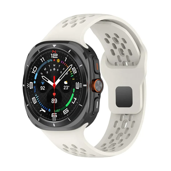 Galaxy Watch Ultra 47mm Zore KRD-119 Delikli Tasarım Silikon Kordon - Starlight - 1