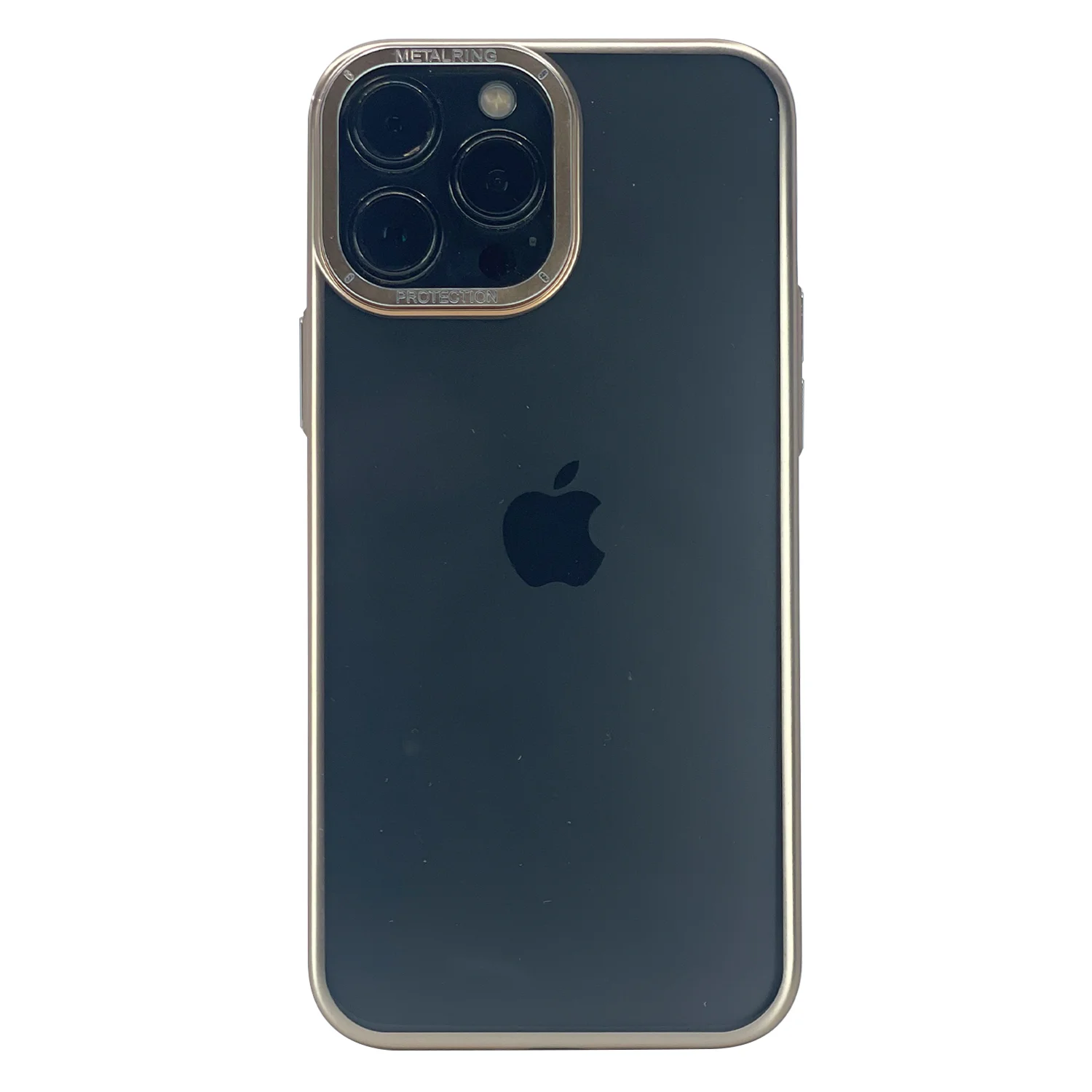 Nettech Apple iPhone 13 Pro Uyumlu Mika Renkli Metal Çerçeveli Seri Arka Koruma Kılıf (Gold) NT-100974