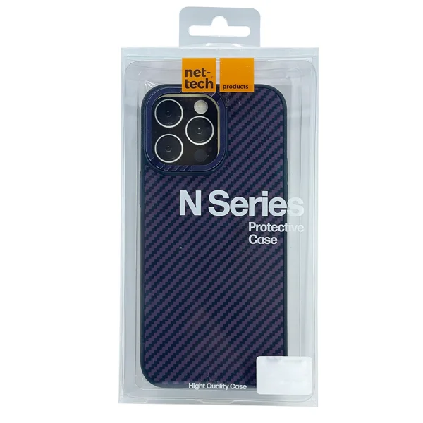Nettech Apple iPhone 14 Pro Uyumlu Metal Kamera Çerçeveli Magsafe Karbon Fiber Arka Koruma Kılıf (Derin Mor) NT-101992 - 3