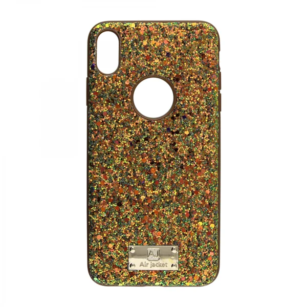 Air Jacket Apple iPhone XS Max Uyumlu Simli Arka Koruma Kılıf (Kahverengi) VR-17820 - 1