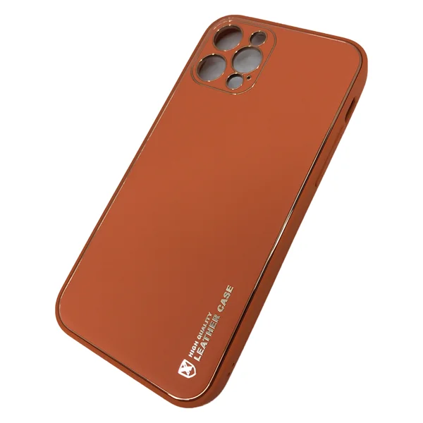 Nettech Apple iPhone 12 Pro Uyumlu Coco Leather Seri Arka Koruma Kılıf (Turuncu) NT-87803 - 2
