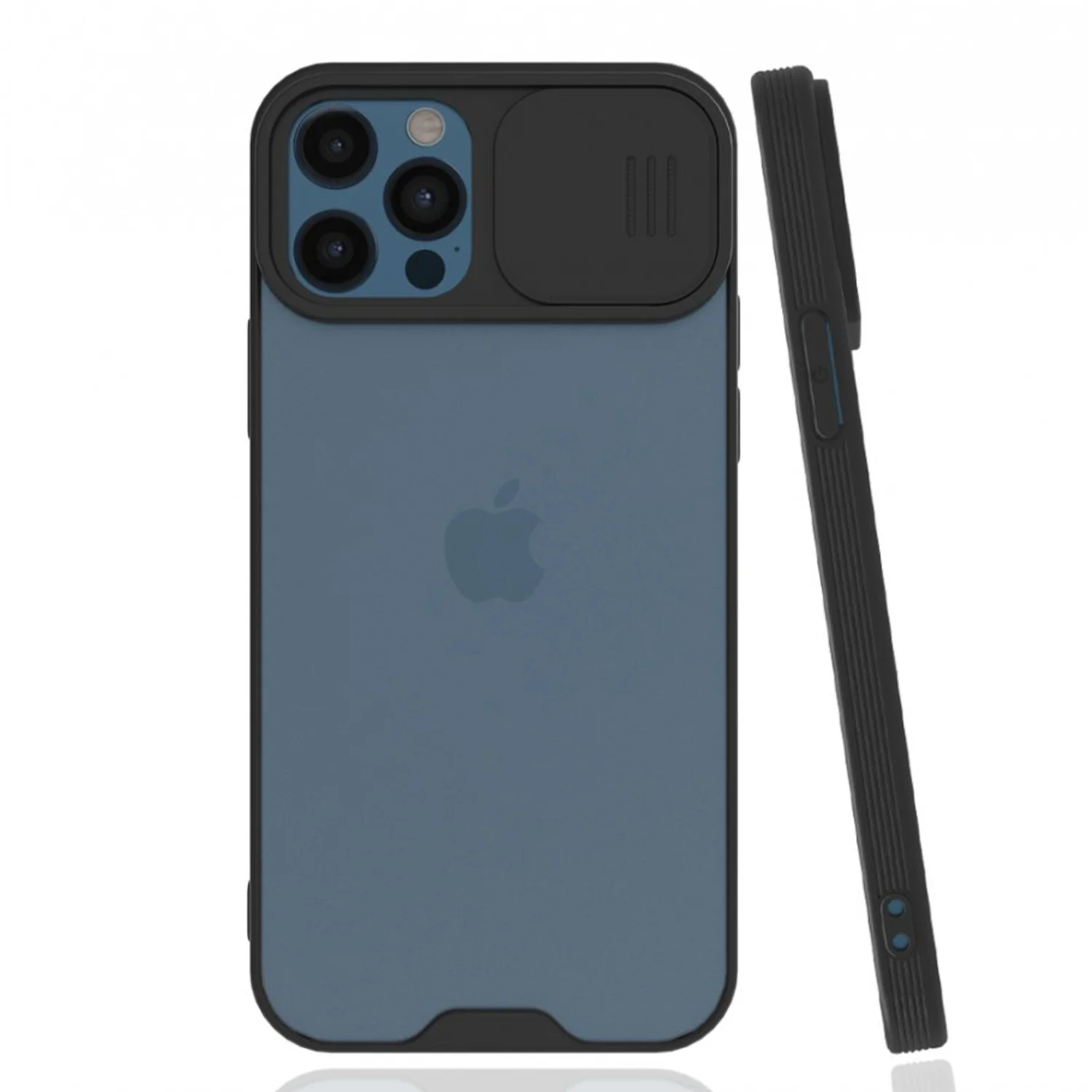 Nettech Apple iPhone 12 Pro Uyumlu Platin Kamera Kızaklı Arka Koruma Kılıf (Siyah) NT-85911