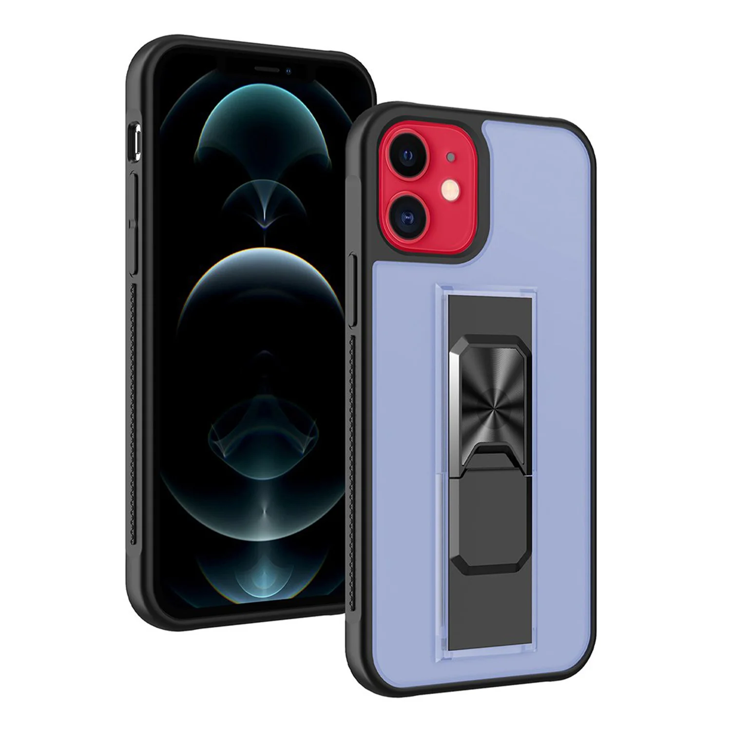 Nettech Apple iPhone 12 Uyumlu MicroCase Mıknatıs Yüzüklü Arka Koruma Kılıf (Lila) NT-86924
