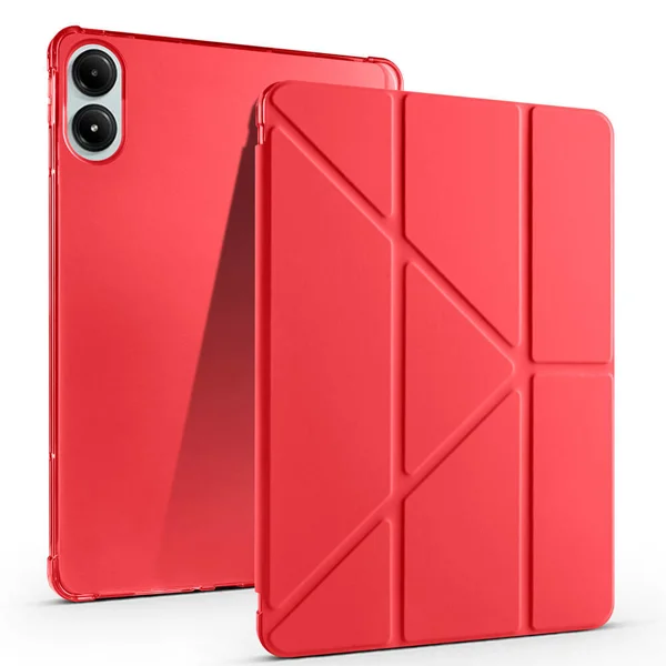 Xiaomi Redmi Pad Pro Kılıf Zore Tri Folding Kalem Bölmeli Standlı Kılıf - Kırmızı - 1