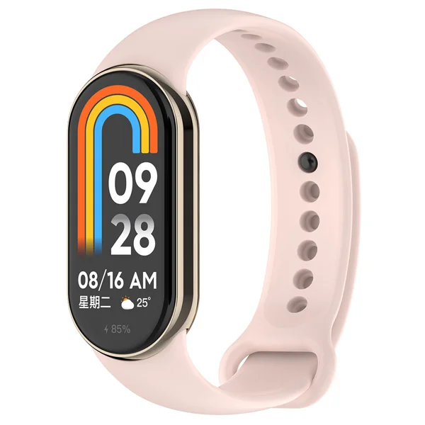 Xiaomi Mi Band 8 Serisi Klasik Kordon Silikon Strap Kayış - Kum Pembe - 1