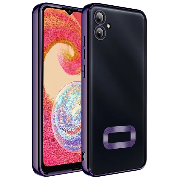 Galaxy A06 Kılıf Kamera Korumalı Logo Gösteren Zore Omega Kapak - Derin Mor - 1