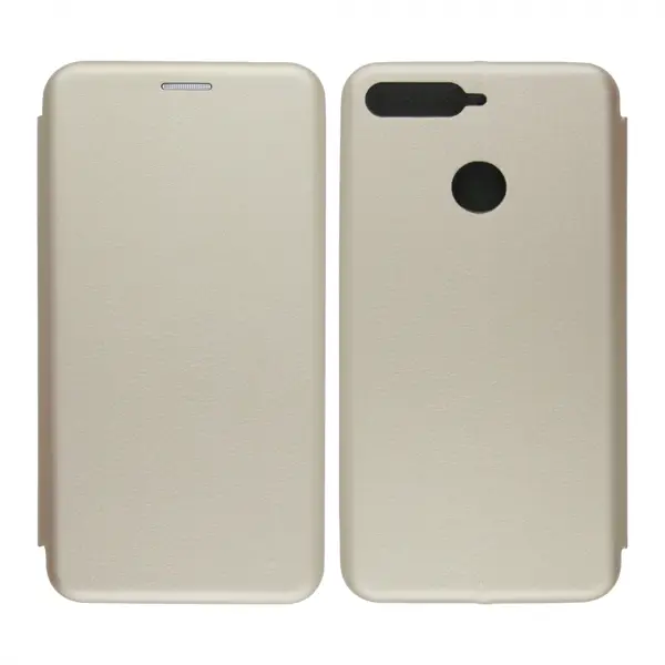 Nettech Huawei Y6 2018 Uyumlu Lüx Seri Kapaklı Kılıf (Gold) VR-18220