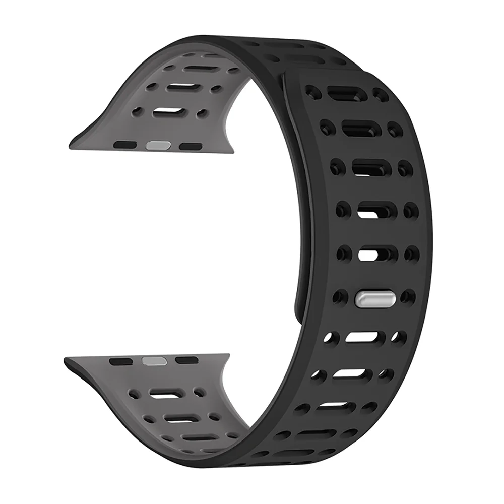 Apple Watch 38mm Zore KRD-124 Silikon Kordon Strap Kayış - Siyah-Gri