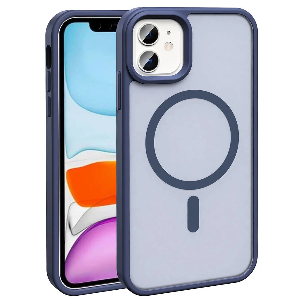 Apple iPhone 11 Kılıf Magsafe Şarj Özellikli Mat Arka Yüzey Zore Sio Kapak - Lacivert