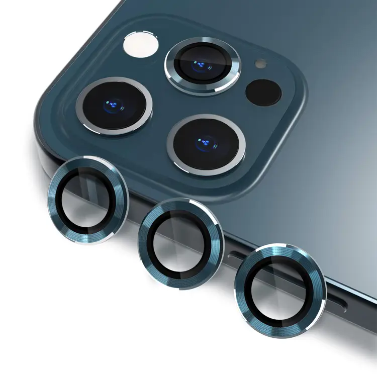 Nettech Apple iPhone 12 Pro Max Uyumlu Damla Model 3in Kamera Cam Koruyucu (Mavi) NT-89805