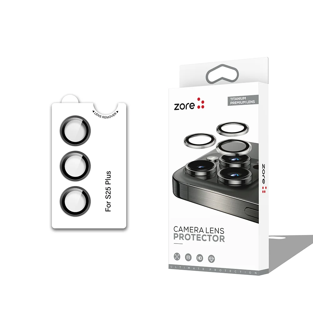 Galaxy S25 Plus Zore CL-12 Premium Safir Parmak İzi Bırakmayan Anti-Reflective Kamera Lens Koruyucu - Siyah