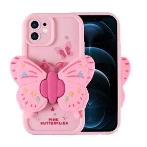 Apple iPhone 12 Kılıf Kamera Korumalı Figür Tasarımlı Zore Kapya Kapak - Pembe Açık