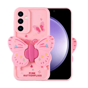 Galaxy S23 FE Kılıf Kamera Korumalı Figür Tasarımlı Zore Kapya Kapak - Pembe Açık