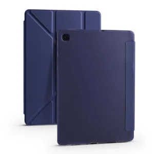 Galaxy Tab S6 Lite P610 Kılıf Zore Tri Folding Kalem Bölmeli Standlı Kılıf - Lacivert