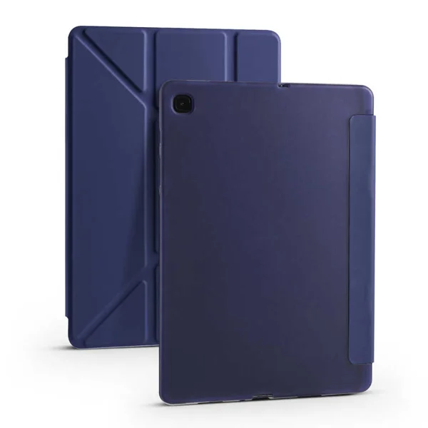 Galaxy Tab S6 Lite P610 Kılıf Zore Tri Folding Kalem Bölmeli Standlı Kılıf - Lacivert - 1