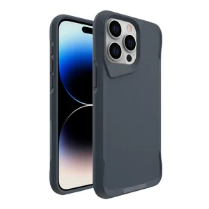 Apple iPhone 15 Pro Kılıf Zore Airbag Kenarlı T-Max Mat Standlı Kapak - Gri