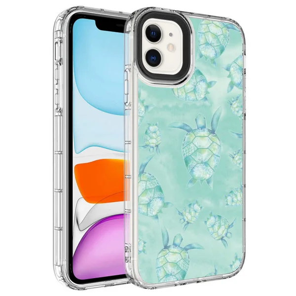 Apple iPhone 11 Kılıf Kamera Korumalı Renkli Desenli Sert Silikon Zore Korn Kapak - NO13 - 1