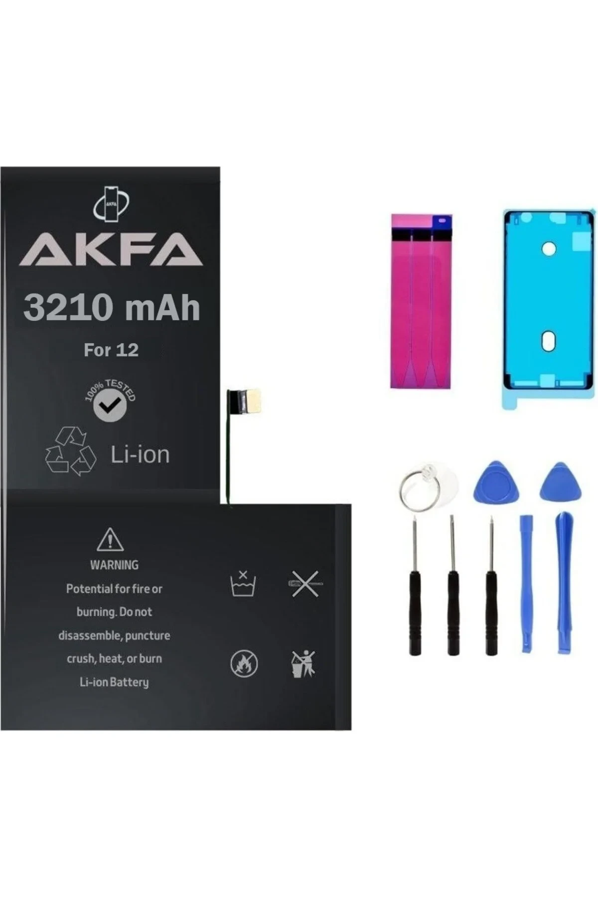 iPhone 12 Uyumlu %40 Güçlendirilmiş Telefon Bataryası 3210 mAh + Tamir Seti