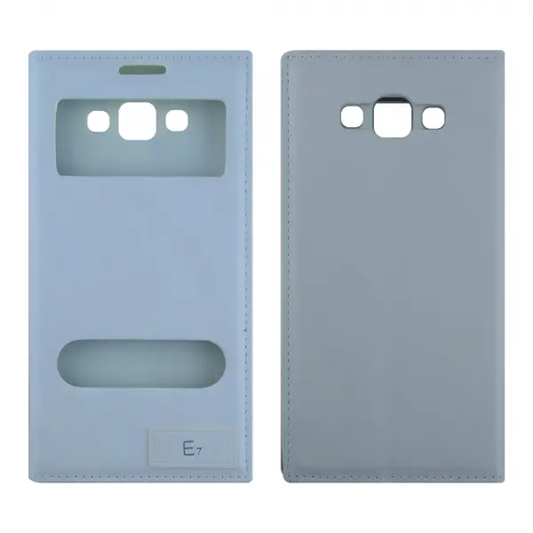 Samsung Samsung Galaxy E700 E7 2015 Uyumlu Pencereli Kapaklı Kılıf (Beyaz) VR-2128