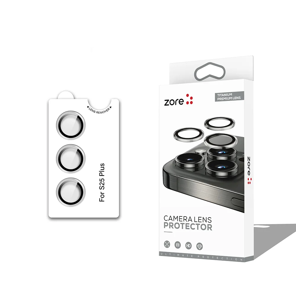 Galaxy S25 Plus Zore CL-12 Premium Safir Parmak İzi Bırakmayan Anti-Reflective Kamera Lens Koruyucu - Gümüş