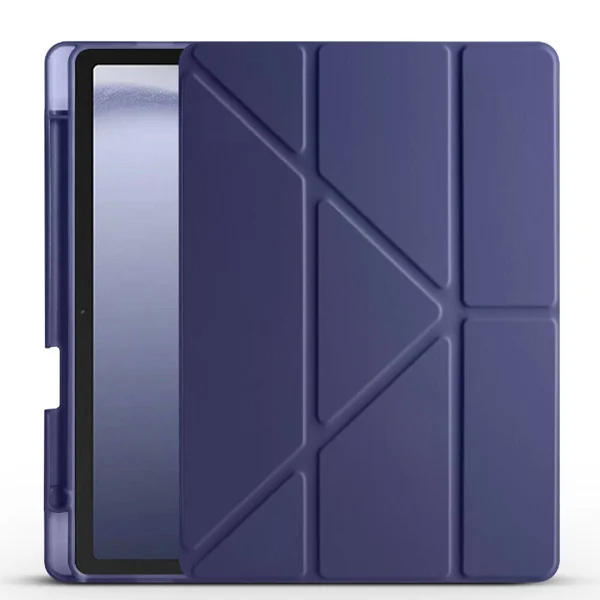 Galaxy Tab A9 Kılıf Zore Tri Folding Kalem Bölmeli Standlı Kılıf - Lacivert - 1