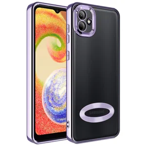 Galaxy A04 Kılıf Kamera Korumalı Logo Gösteren Zore Omega Kapak - Lila