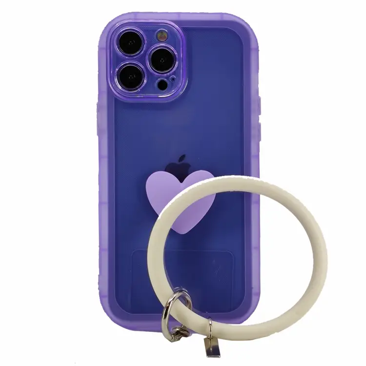 Nettech Apple iPhone 13 Pro Max Uyumlu Halka Bilekli Şeffaf Seri Arka Koruma Kılıf (Mor) NT-97234