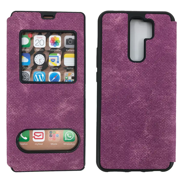 Nettech Xiaomi Mi 9 Uyumlu Pencereli Kapaklı Kılıf (Mor) NT-84479