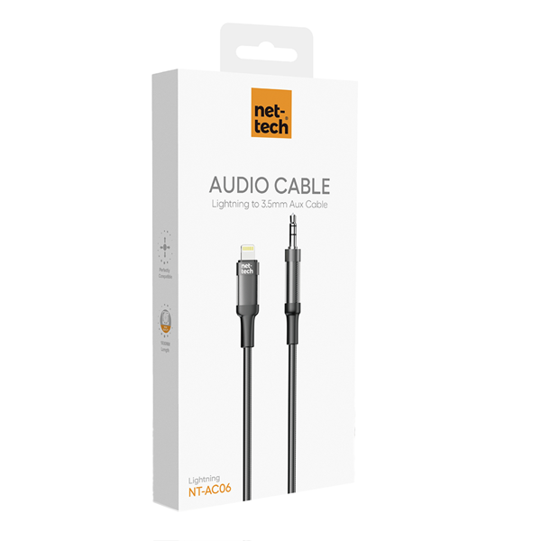 Nettech NT-AC06 Plastik 100 Cm Jack To Lightning Aux Kablo (Siyah) NT-108327 - 3