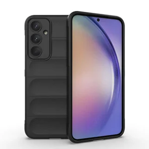 Galaxy A35 Kılıf Esnek TPU Oyuklu Arka Yüzey Tasarımlı Zore Etnik Silikon Kapak - Siyah