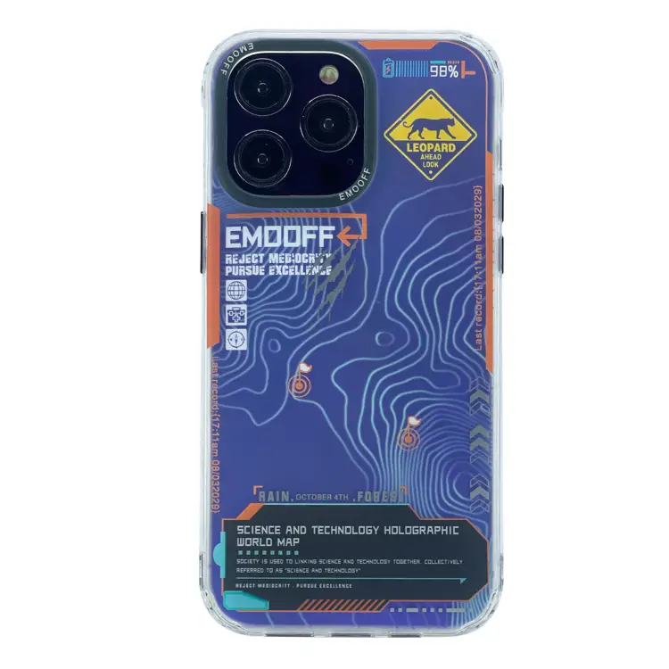 Nettech Apple iPhone 14 Pro Uyumlu Technology Metaverse Seri Arka Koruma Kılıf (Turuncu) NT-101095