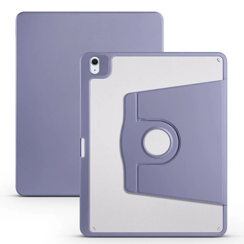 Apple iPad Air 13 2024 Kılıf Zore Termik Kalem Bölmeli Dönebilen Standlı Kılıf - Lavendery Gray