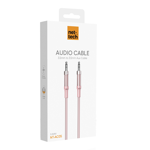Nettech NT-AC05 3.5mm Plastik 100 Cm Aux Kablo (Pembe) NT-108326 - 3