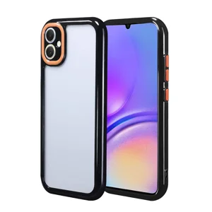 Galaxy A05 Kılıf Kamera Korumalı Renkli Kenar ve Çerçeve Tasarımlı Zore Vitamin Kapak - Siyah